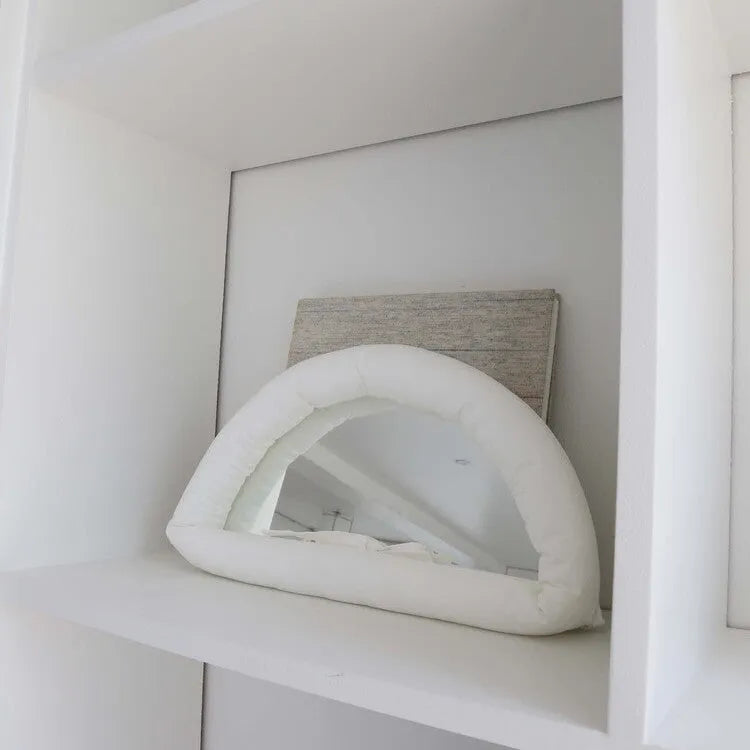 Rectangular wall mirror with soft cotton-filled fabric background in modern simplicity style