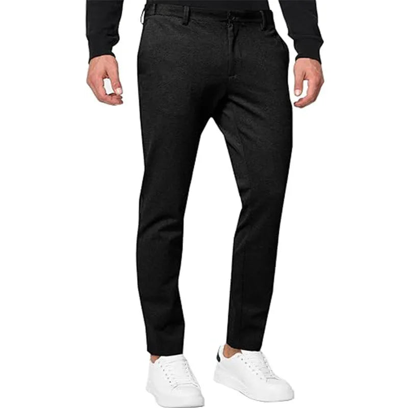 Men's slim-fit chino trousers in Army Green with tapered leg design and mid-waist construction