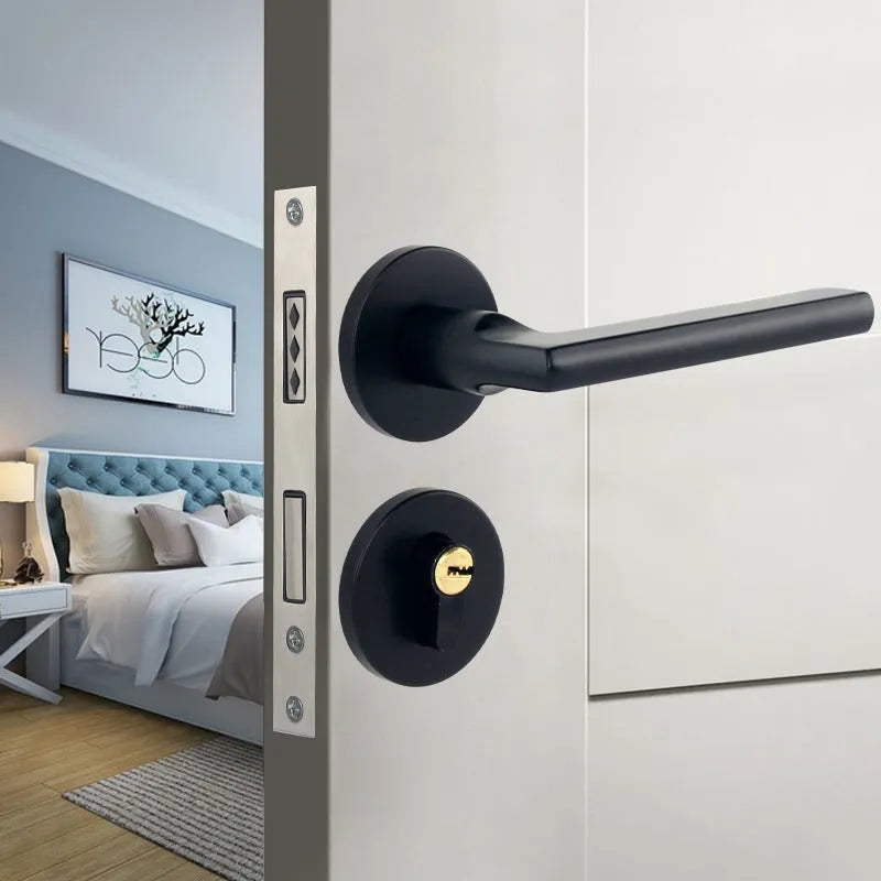 Aluminium alloy split magnetic door lock handle for timber doors in household indoor settings