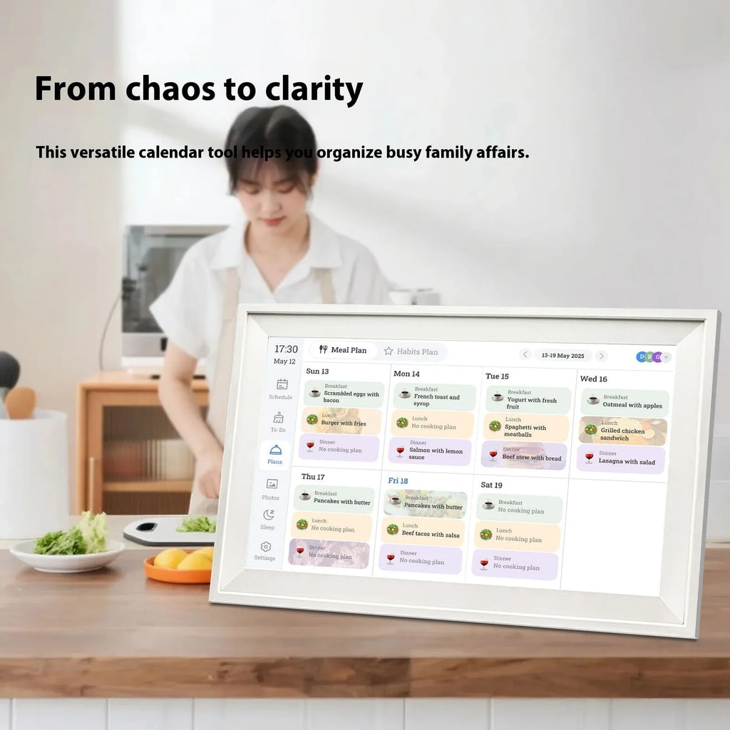 White 15.6 inch smart digital photo frame with Wi-Fi and app control