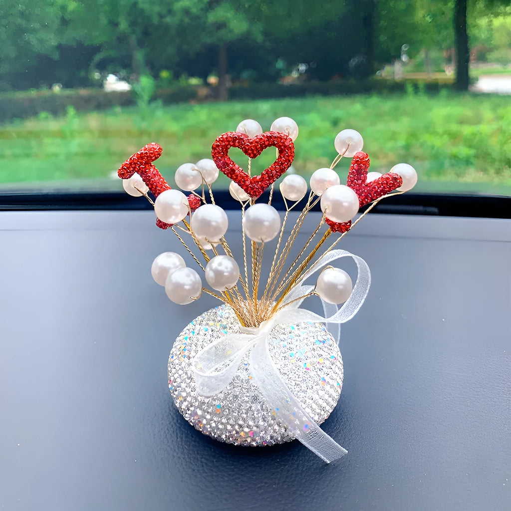Clay star decoration ornament for car centre console in pearl white or red starry sky finish