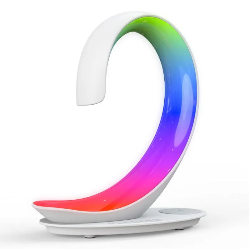 White swan desktop wireless charger Bluetooth speaker with colourful mood lighting