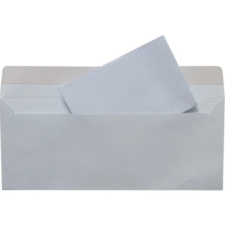Blue confidential security envelope with self-adhesive tamper-evident seal showing 105x240mm dimensions