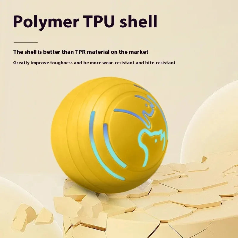 Intelligent electric vibration ball for dogs and cats in polymer TPU, jumping ball pet toy in blue yellow green orange or pink