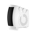 Compact white electric heater with adjustable power settings for desktop use