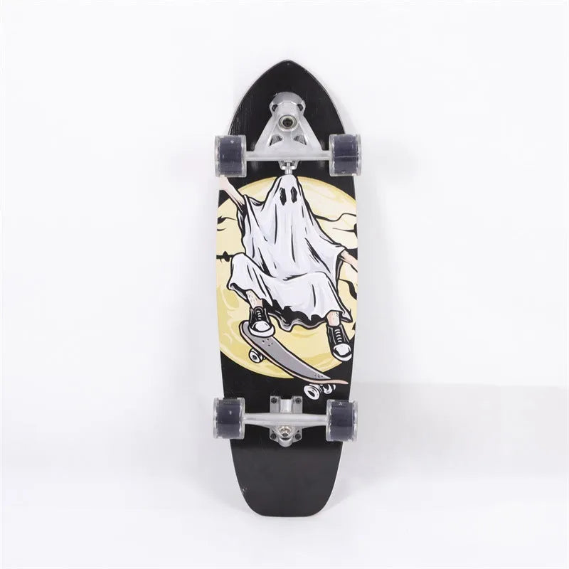 White maple wood street scooter board with 31-inch deck for unisex urban commuting