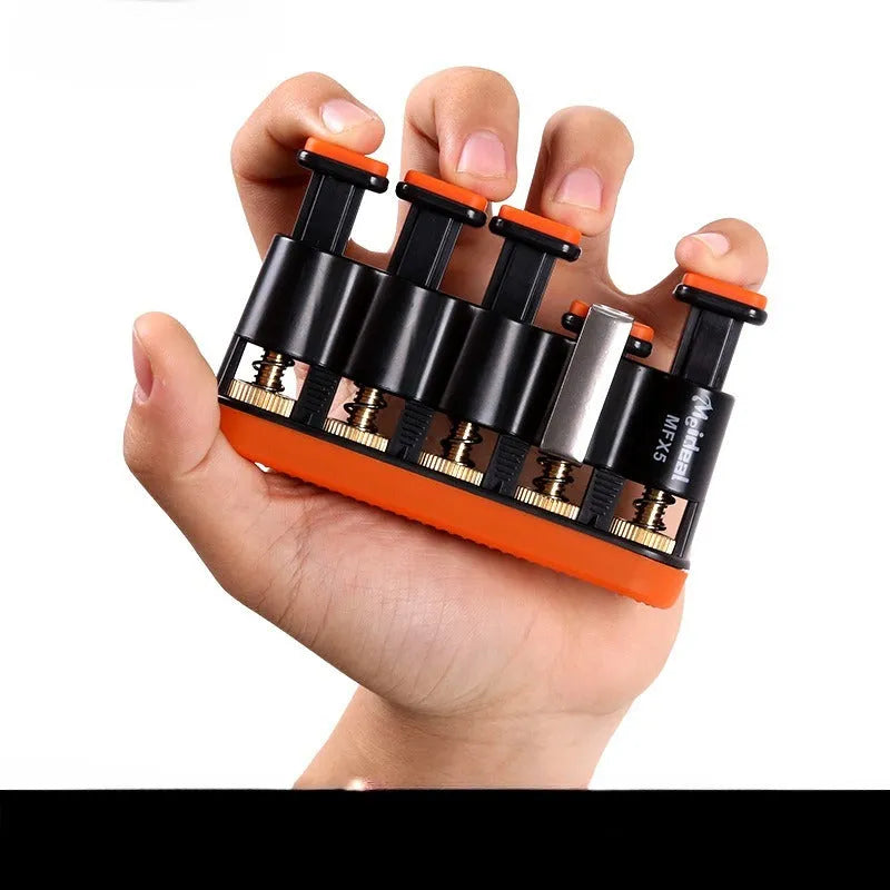 Grey and orange silicone finger trainer for hand strength development