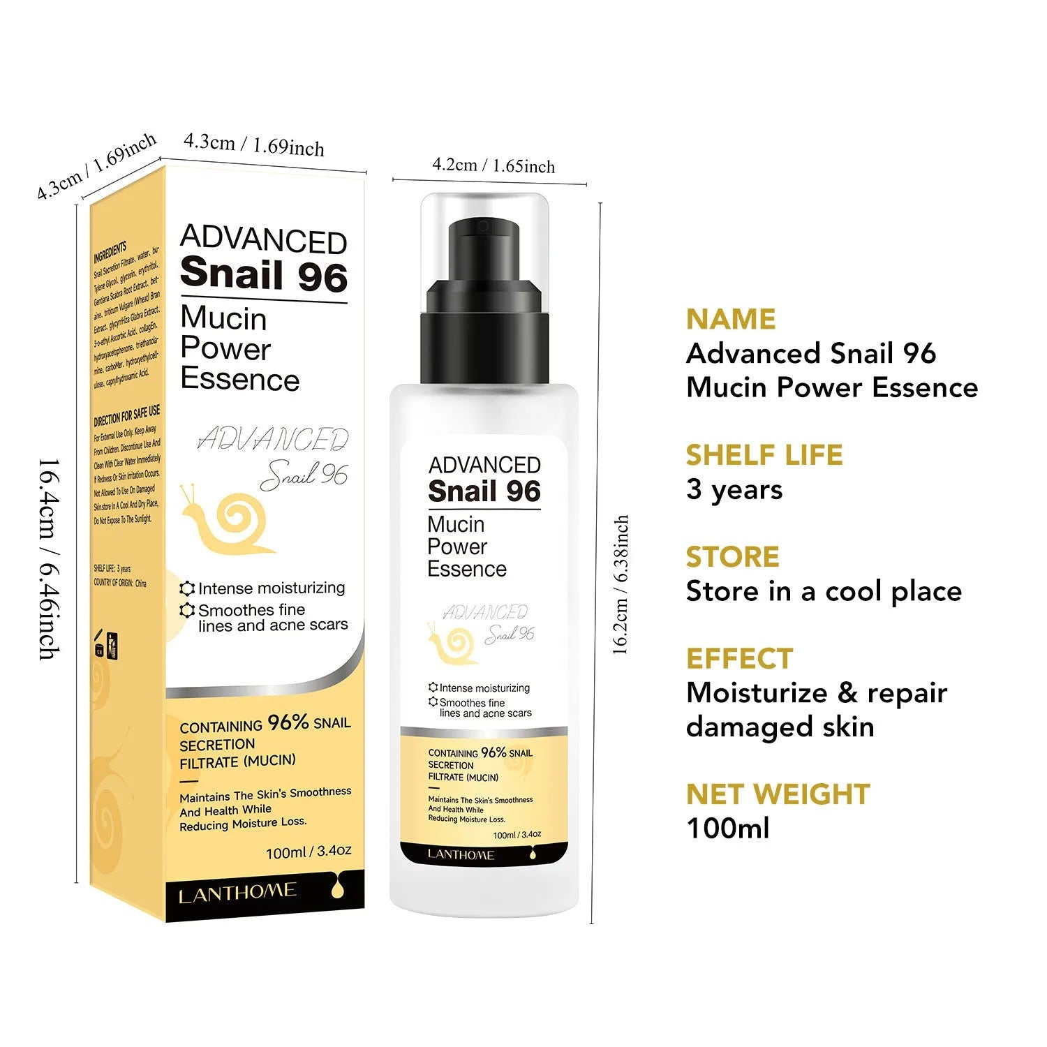 100ml bottle of Snail Snail Serum moisturising facial essence for universal skin types