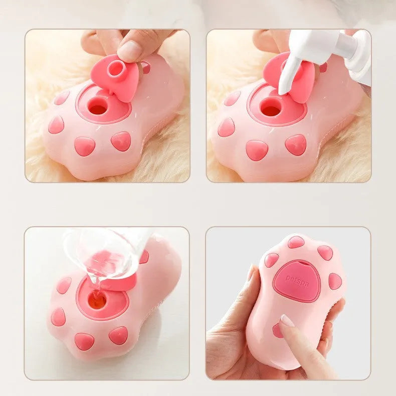 Cat paw style ABS pet massage brush, 10x7cm, USB powered hair removal comb for cats and dogs