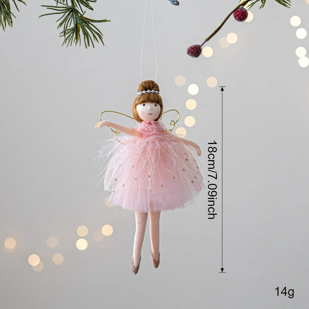 Pink and white cloth ballet girl angel doll plush pendant ornament