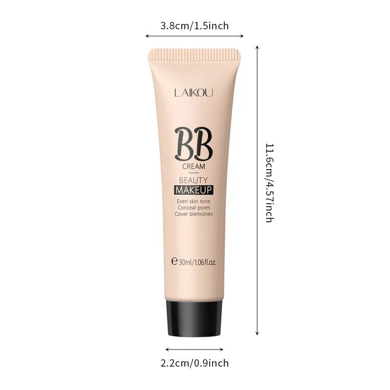 30ml tube of BB cream showing nine shade options from ivory to brown.