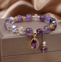 Natural purple amethyst crystal bracelet for women with micro inlay stone setting
