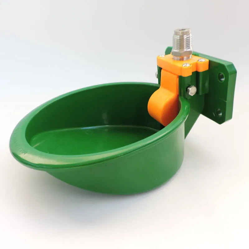 Green plastic automatic drinking bowl with water-saving nozzle for sheep and pigs