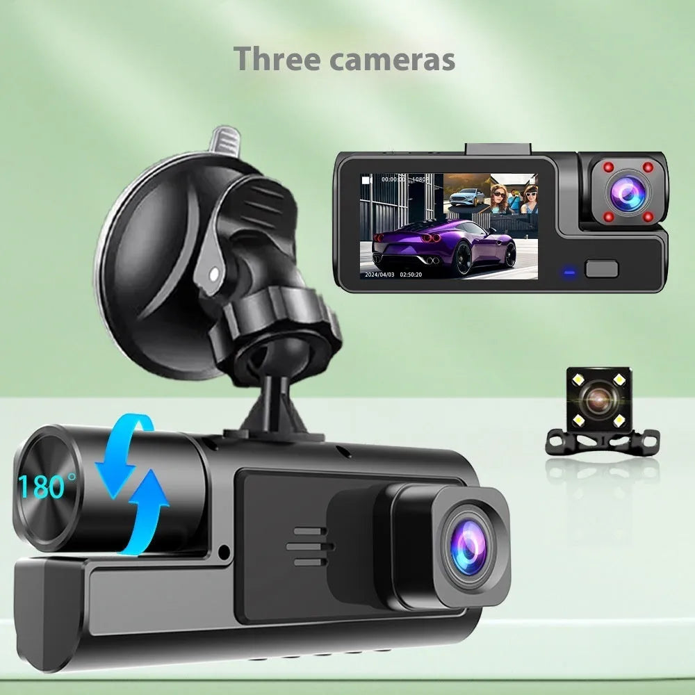 Black WiFi driving recorder with 2-inch screen mounted on a car windscreen.