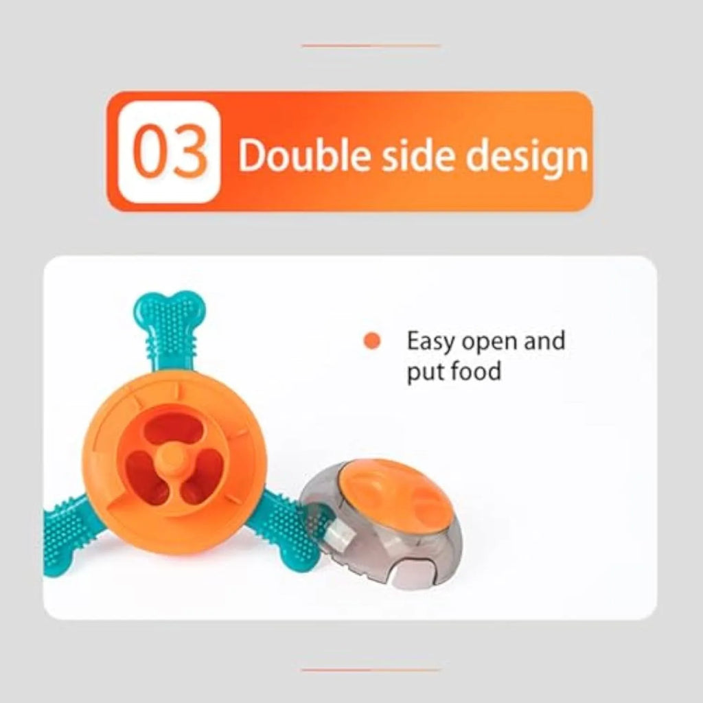 Interactive dog toy and slow feeder with rubber bones for small and medium dogs