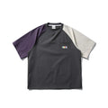 Dark grey men's loose fit t-shirt with contrast colour raglan sleeves