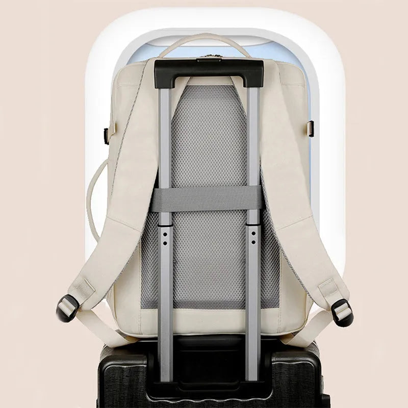 Waterproof oxford cloth backpack for a 15.6 inch laptop, shown in grey colour with multiple zippered pockets.