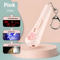 Cat teaser toy with built-in laser pointer in cream white, pink, or blue colour options