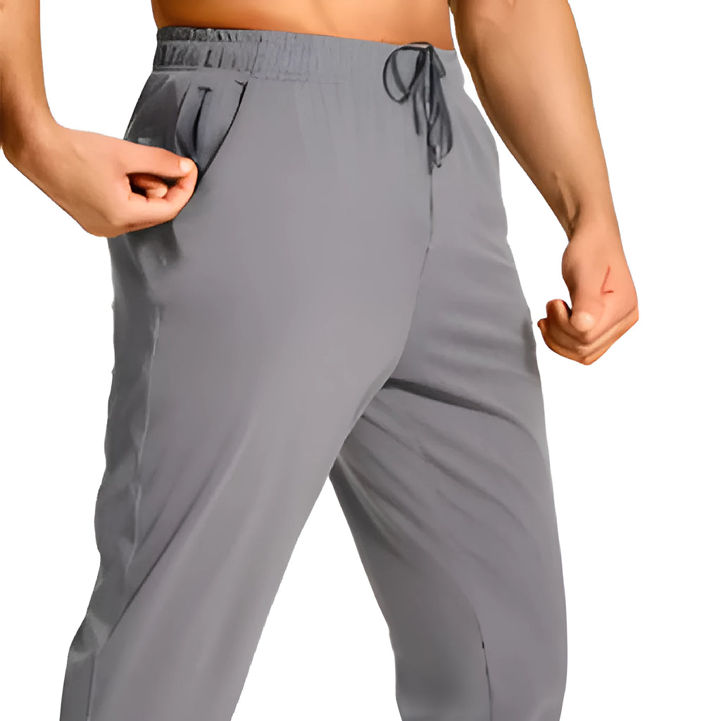 Men's loose casual polyester trousers in solid colour with size range from XS to 4XL