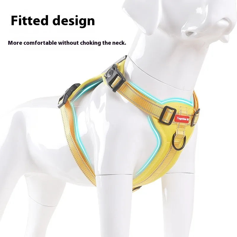 Polyester dog harness and lead set in multiple colours with adjustable chest strap for large medium small dogs