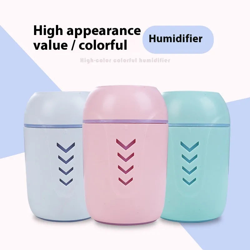 Round blue portable air purifier with USB cable for car, home, and office desktop use.
