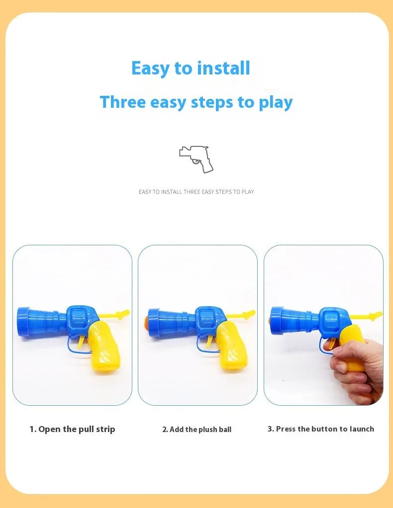 30cm pet toy launch gun with soft plush yarn balls for interactive play with cats and dogs