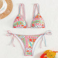 Women's lace-up front split leg swimsuit in picture colour with adjustable design