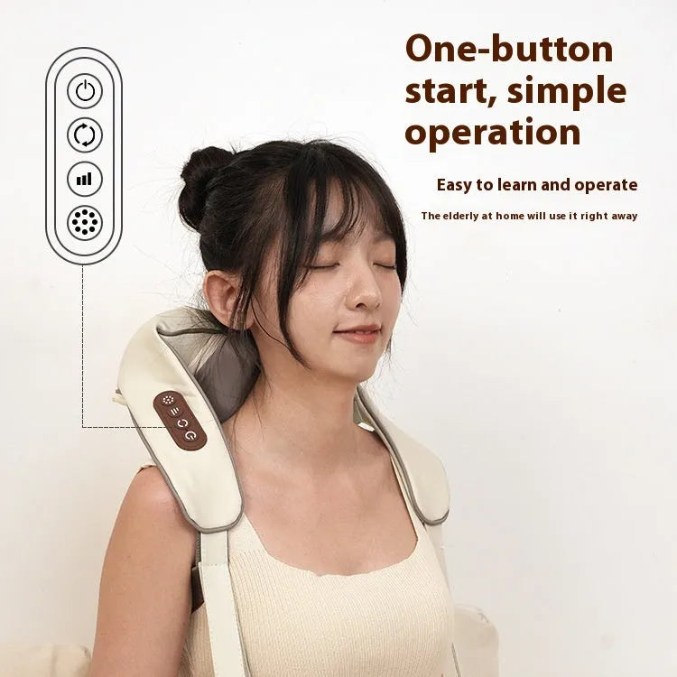 Blue foldable electric neck and back massager with rechargeable battery