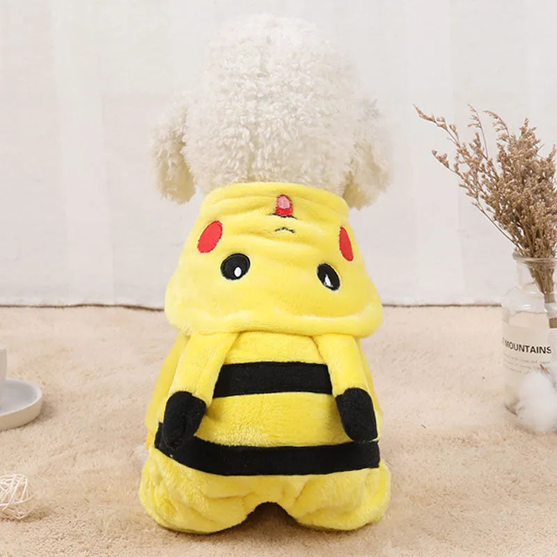 Fleece hoodie coat for cat or small dog in costume style with hood