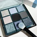 MUGELEEN 08 low saturation blue smoky eye shadow palette with nine matte shimmer colours