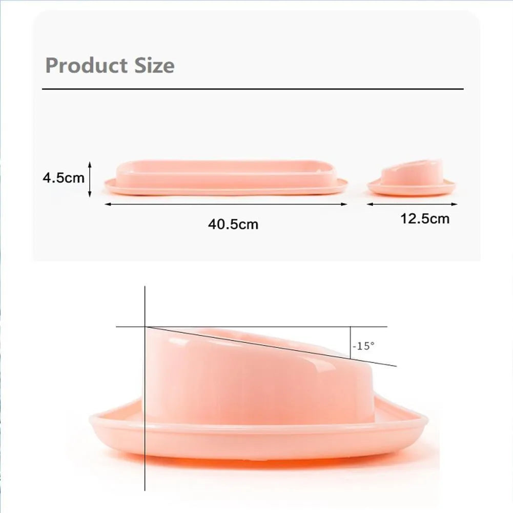 Four-compartment leakproof pet feeder bowl in pink colour for dogs and cats