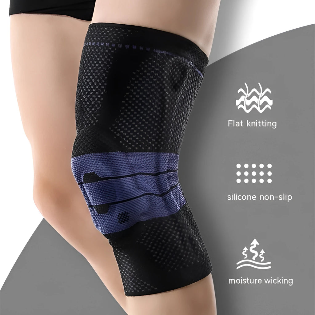 Adult basketball knee pads in black and blue or grey and blue colours