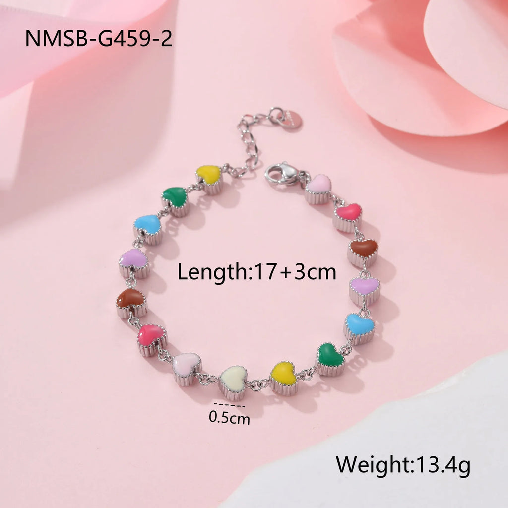 Love heart-shaped titanium steel women's bracelet with 18K electroplating in gold or steel colour
