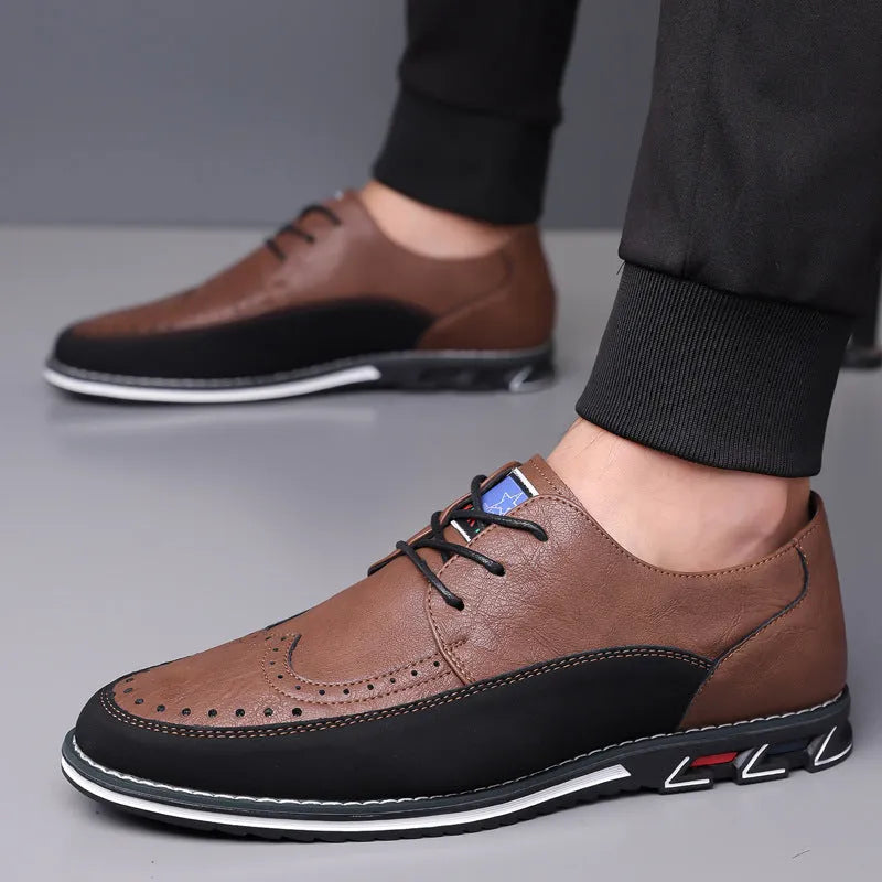 Men's leather slip-on business casual shoes in multiple colours with rubber sole