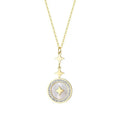 Women's titanium steel necklace with six-pointed star pendant on O-ring chain in gold finish