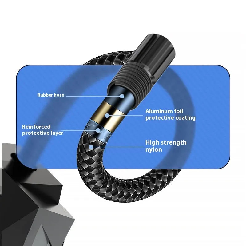 Black portable tyre inflator with digital display for vehicle and watercraft tyres