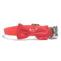 Striped nylon bow cat collar with bell in fluorescent green colour option