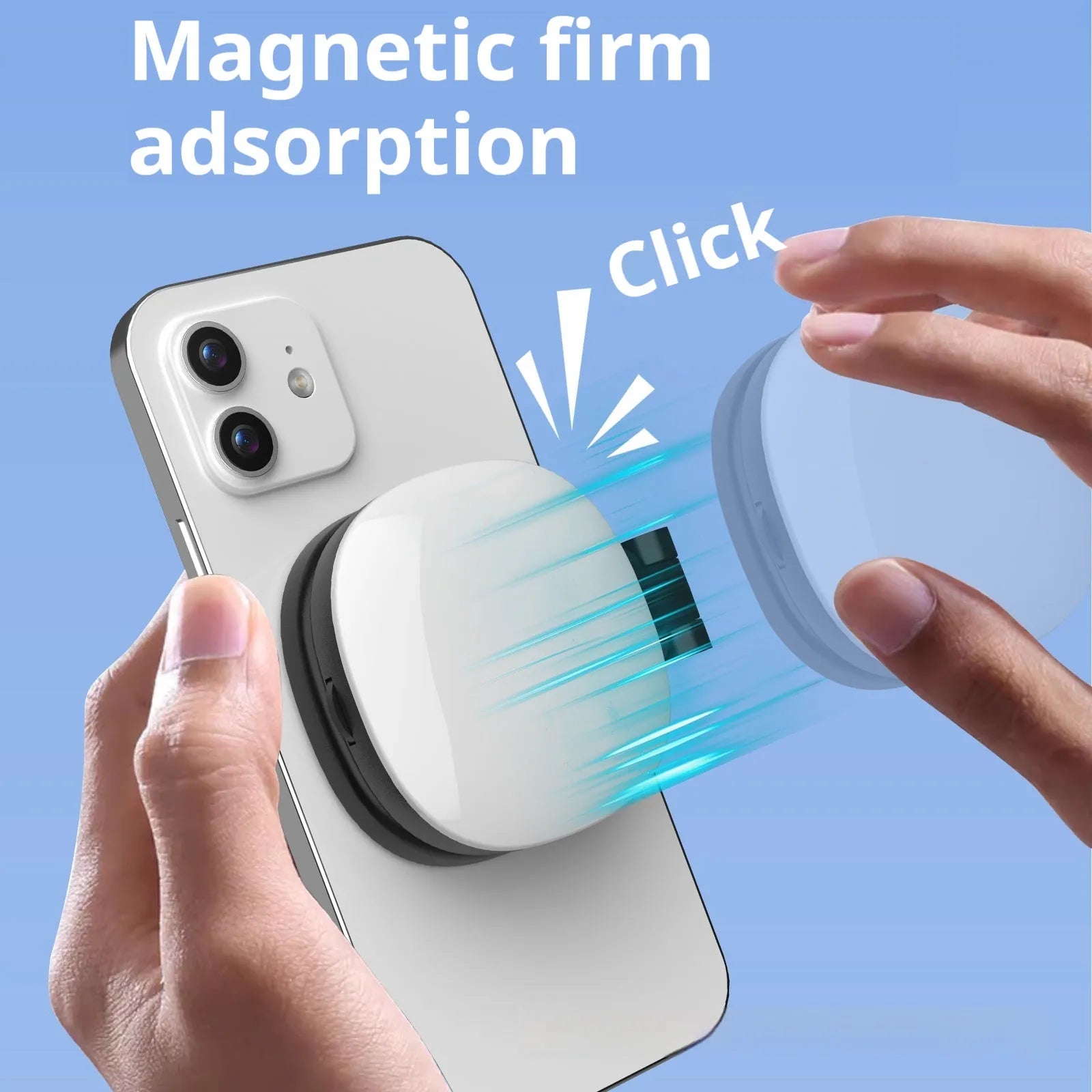 61.2mm wide mobile phone magnetic fill light with three-colour temperature settings and universal phone holder