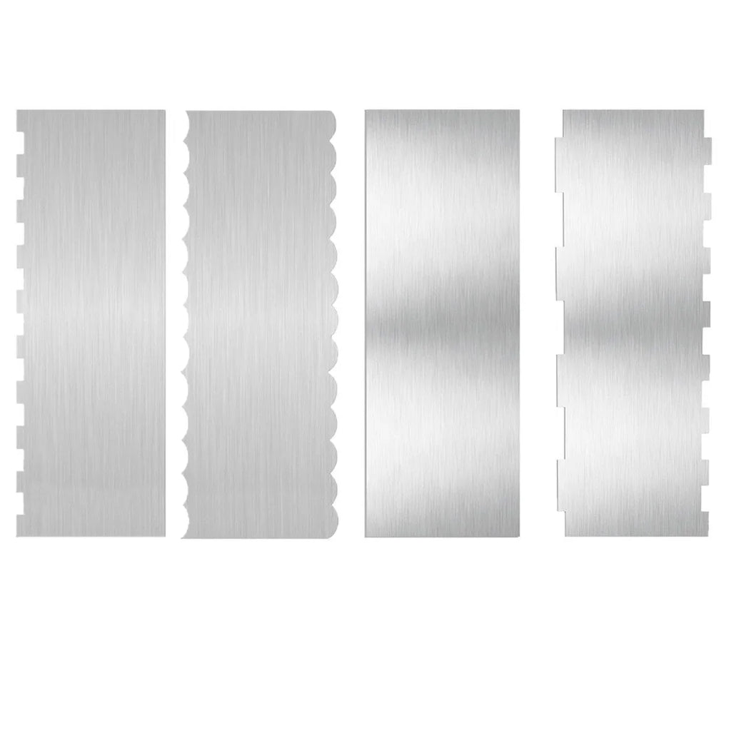 Stainless steel cream scraper with polygon patterns for cake decorating