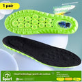 A pair of green PU sports insoles with a textured surface, shown on a white background.