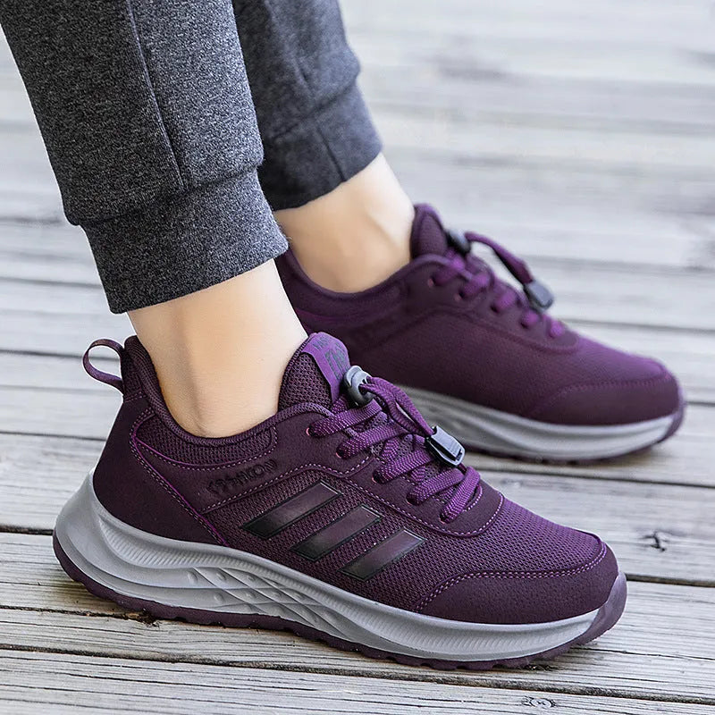 Breathable mesh slip-on shoes with elastic band and non-slip sole in various colours
