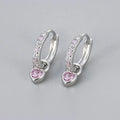 Women's heart-shaped drop earrings with coloured zircon gemstones in gold or white gold plating