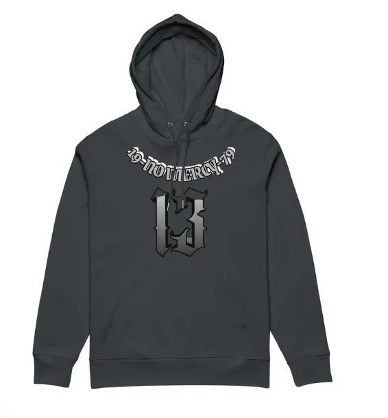 Men's hooded team uniform sweater in fleece-lined polyester with zip front, shown in multiple colour options