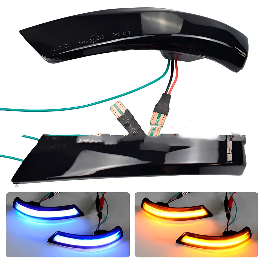 Ford Focus Mondeo rearview mirror waterfall light in yellow and blue two-tone option