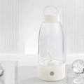 Automatic electric shaker bottle in green, pink, or white with USB charging and handle