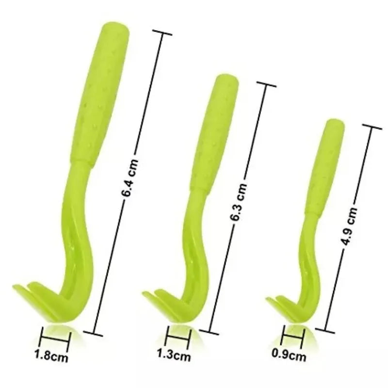 Three plastic pet tick removal clip tools with hook comb, shown in blue or green colour options.