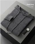 Men's grey hooded cashmere sweater and trousers set for winter casual wear