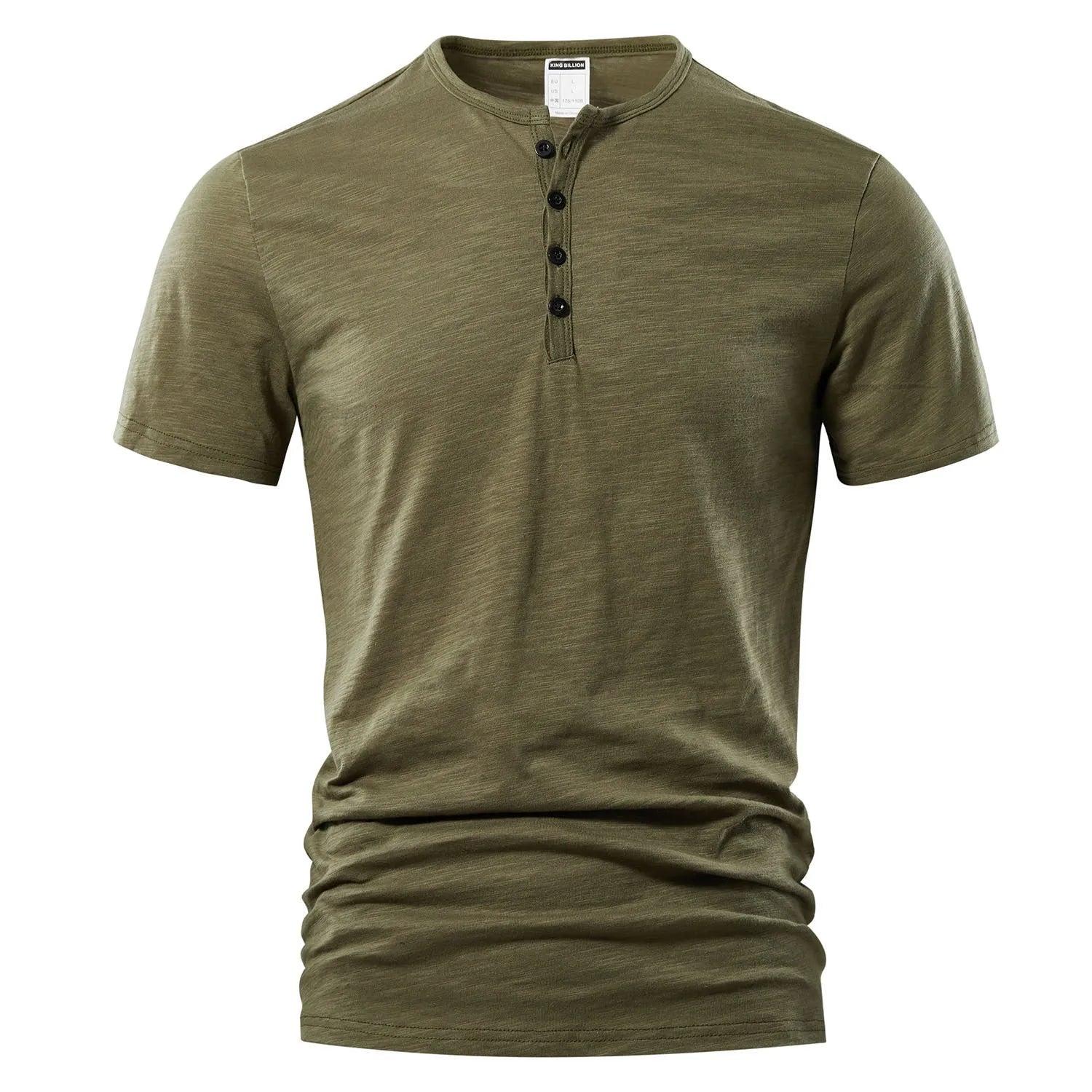 Men's slub cotton casual t-shirt in solid colours with short sleeves and pullover style