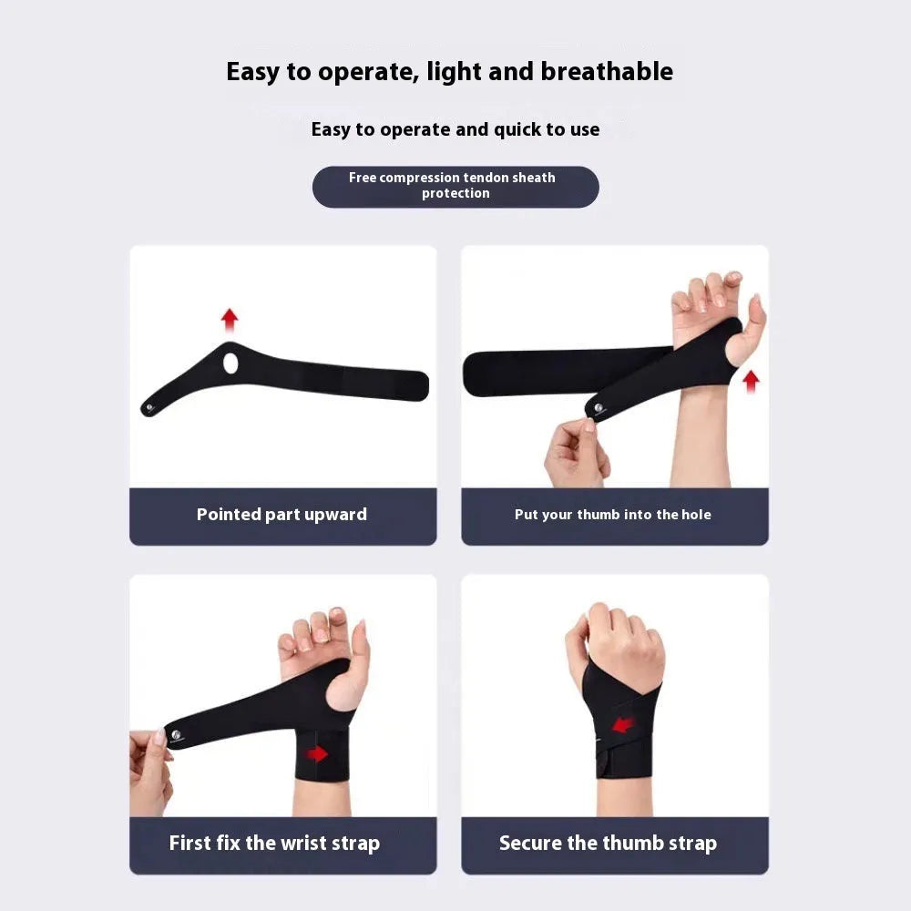 Adjustable black breathable wristguard worn on wrist for sports like badminton and tennis.