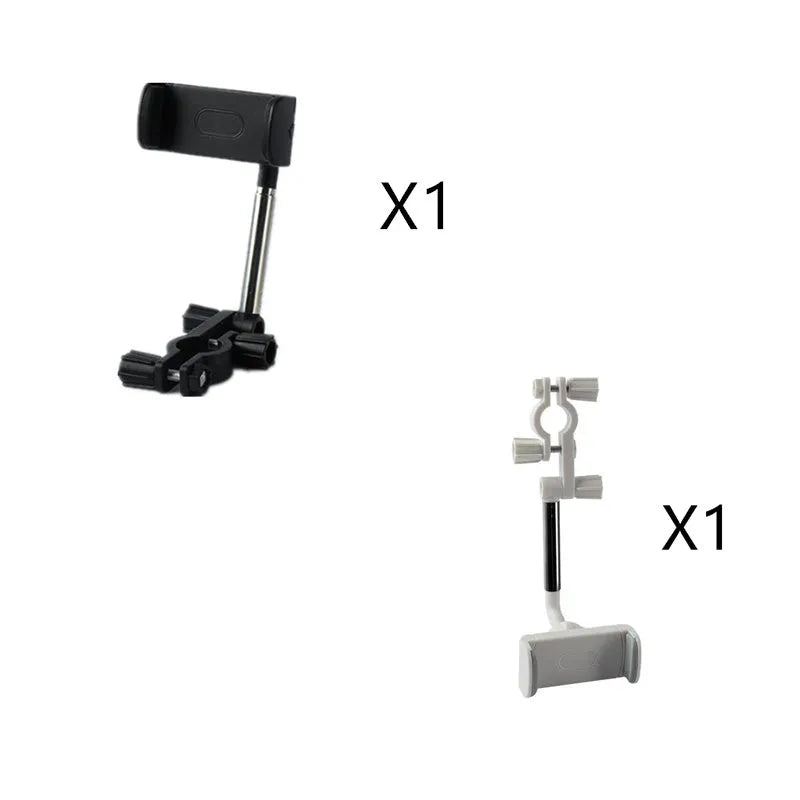 ABS plastic phone bracket mounted on vehicle rearview mirror holding smartphone